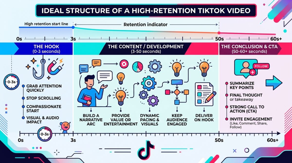 Estrutura para vídeos com alta retenção no TikTok.